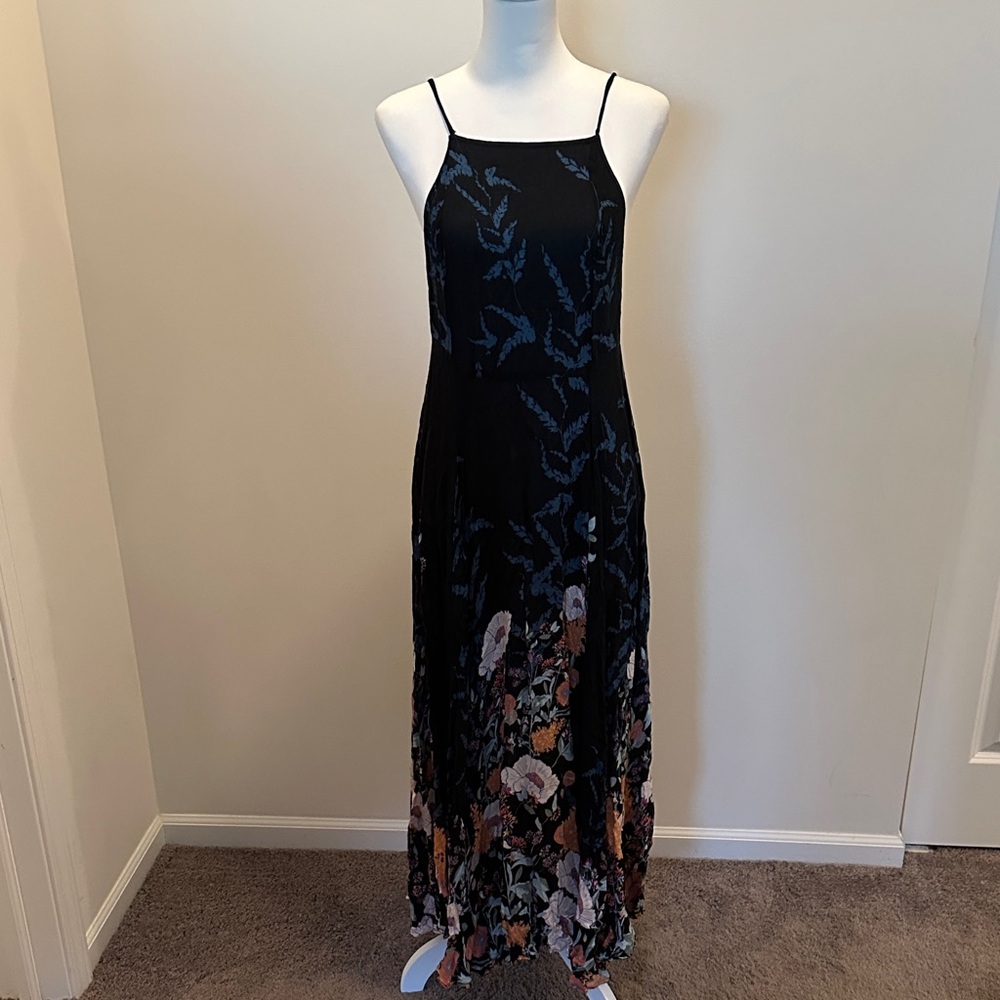 Free People Black and Blue Floral Maxi Dress